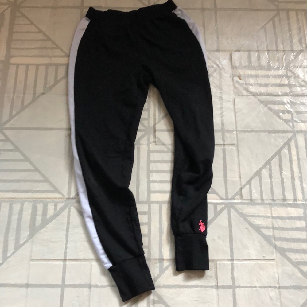 Girls black with white detail sweatpants